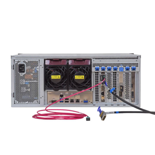 high-speed network recorder DDR7000-R-100G back side with connectors